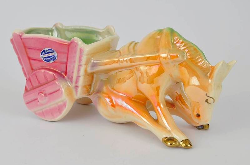 hollyware art ceramics 1950s lustre donkey cart