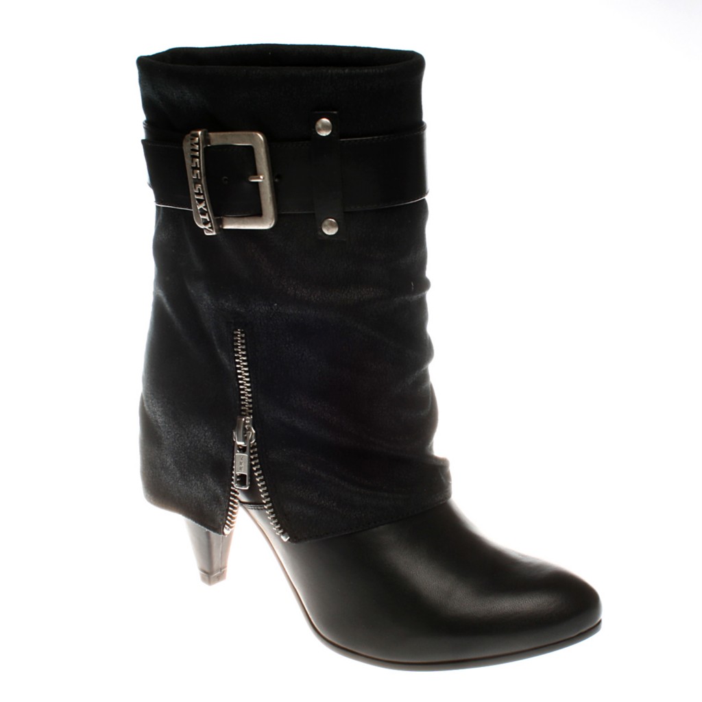 Women's New Miss Sixty Buckle and Zip Sara Ankle Boots Black | eBay