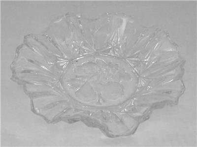 Pressed Glass Ruffled Bowl or Candy Dish