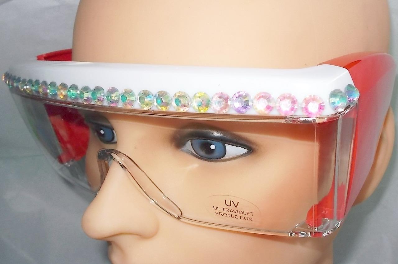 WORKING DIVA DELIGHTFUL RHINESTONE SAFETY GLASSES BLACK OR RED FREE SHIP & POUCH