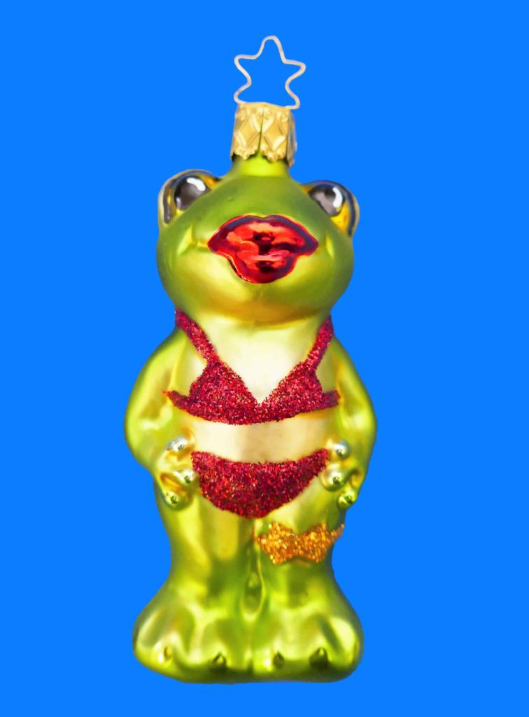 blown glass frog ornament