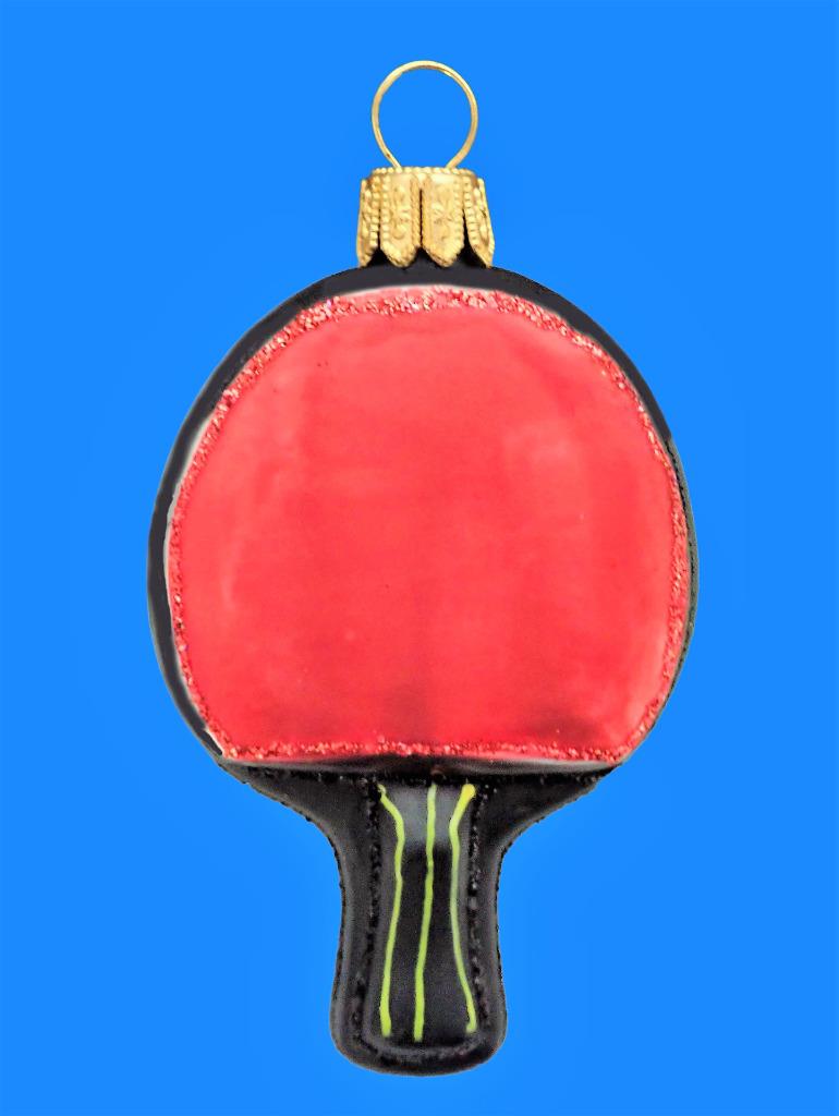 PING PONG PADDLE EUROPEAN BLOWN GLASS CHRISTMAS TREE ORNAMENT SPORTS