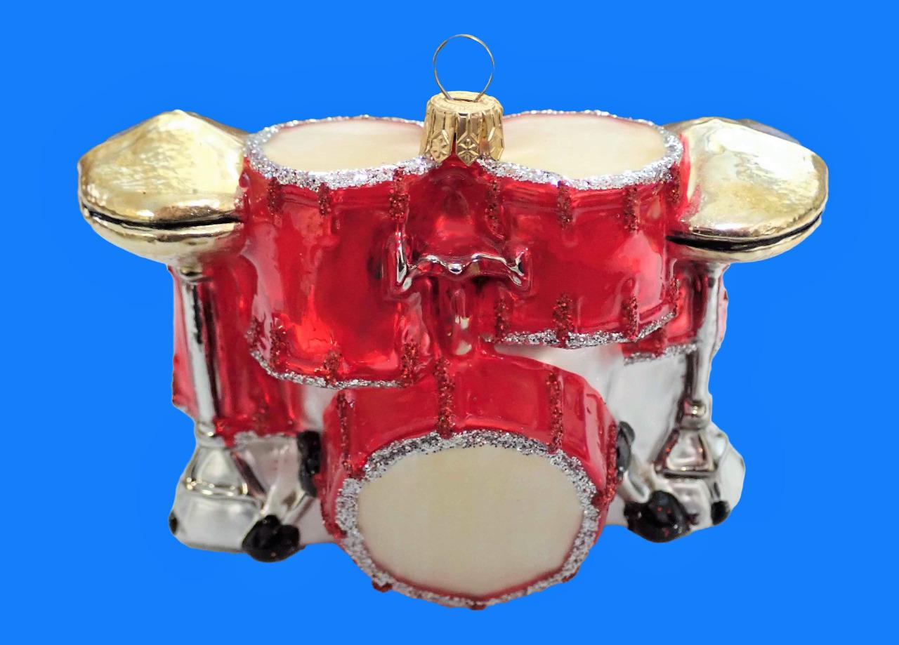 DRUM SET EUROPEAN BLOWN GLASS CHRISTMAS TREE ORNAMENT MUSIC ludwig tama