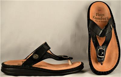 Women S Finn Comfort Phuket Black Patent Leather Thong Sandals Us 6 Eur 36 Ebay