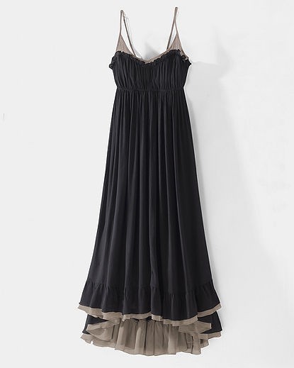 Newport News Hi-Lo Ruffled Flounce Dress in Black and Tan RRP $129.00 ...