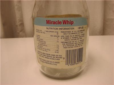 Miracle Whip Nutrition Label