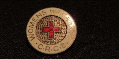 CRCS Canadian Red Cross Society WWII Era Sterling & Enamel Lapel Pin Women's War 