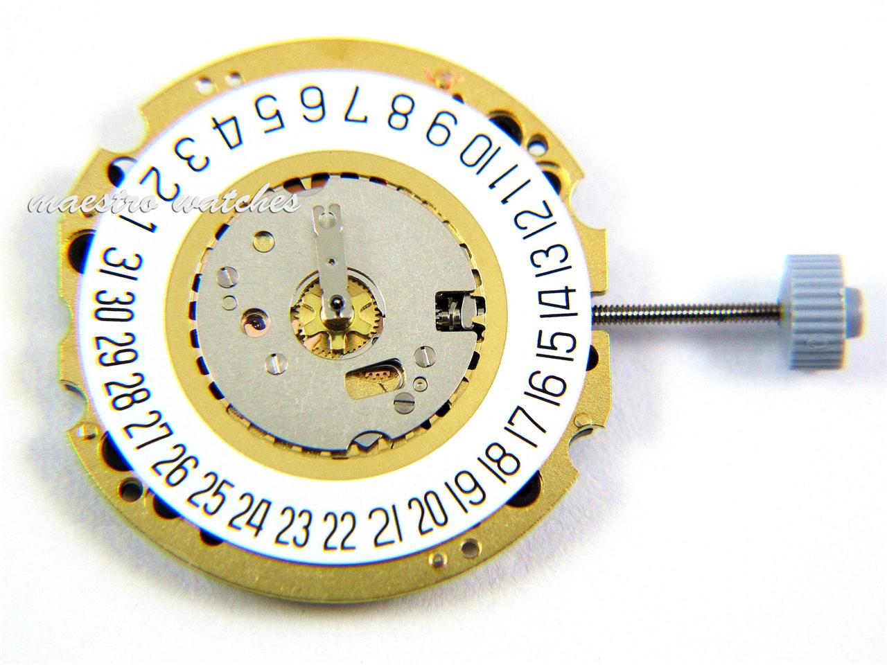 New Swiss Ronda 705 Date @ 6.00 Gold Plated Analog Quartz Watch ...