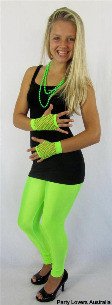 A392 80s Neon Tights 90s Pants Retro Dance Costume Accessory