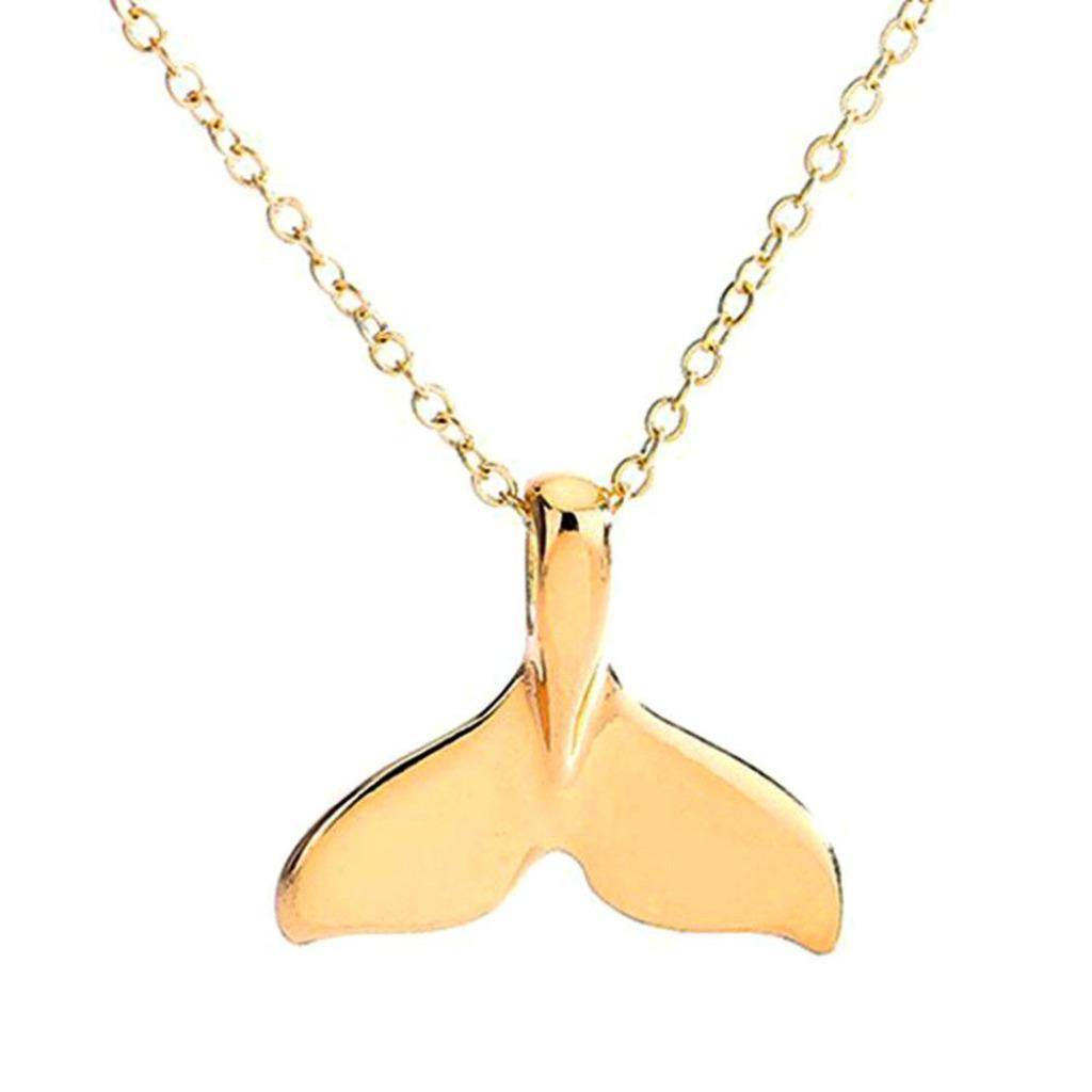 WHALE TAIL NECKLACE 17" Chain Fish Nautical Beach Mermaid Gold Silver Color NEW - Picture 9 of 10