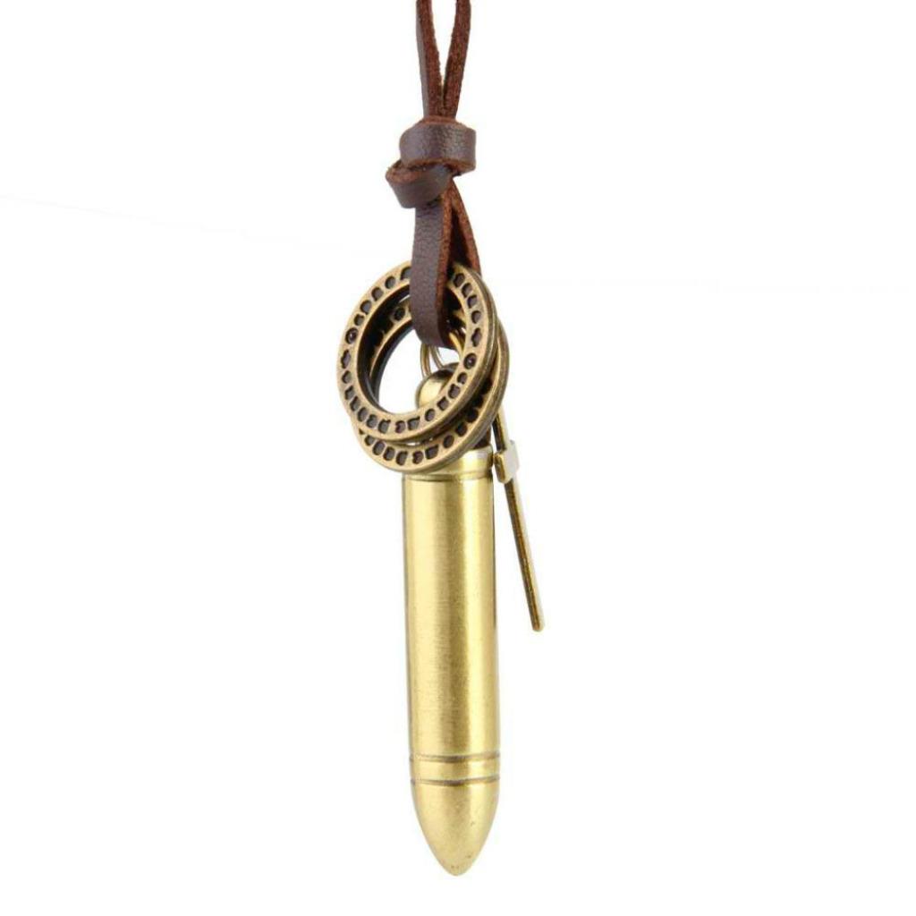 BULLET NECKLACE Real Leather Adjustable Long Cord Men’s Multiple Charm Pendant