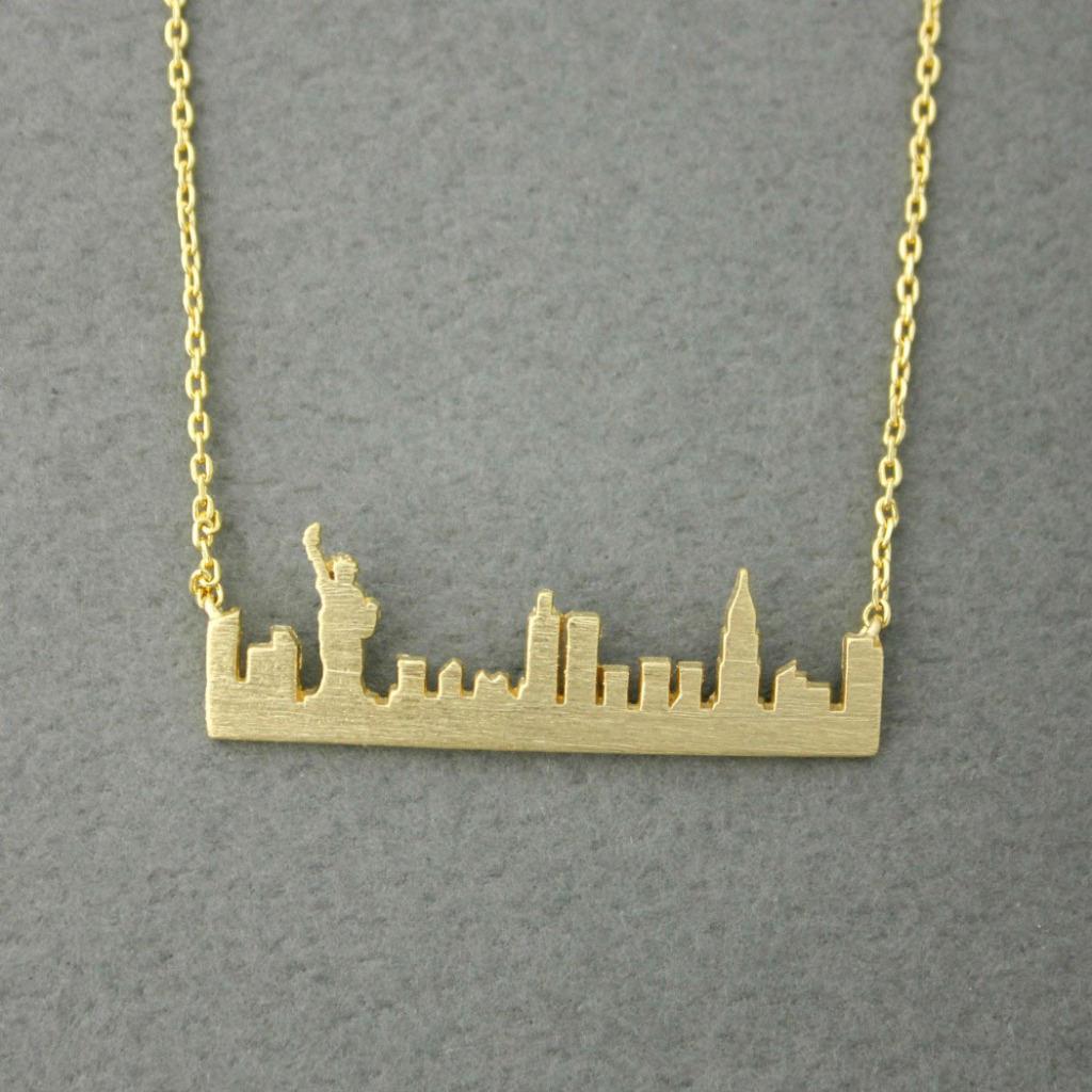 Custom 2 Layer New York Name Necklace - Gold Presidents
