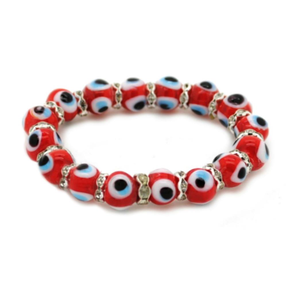 Evil Eye Multicoloured Glass Beads Adjustable Bracelet Unisex B5