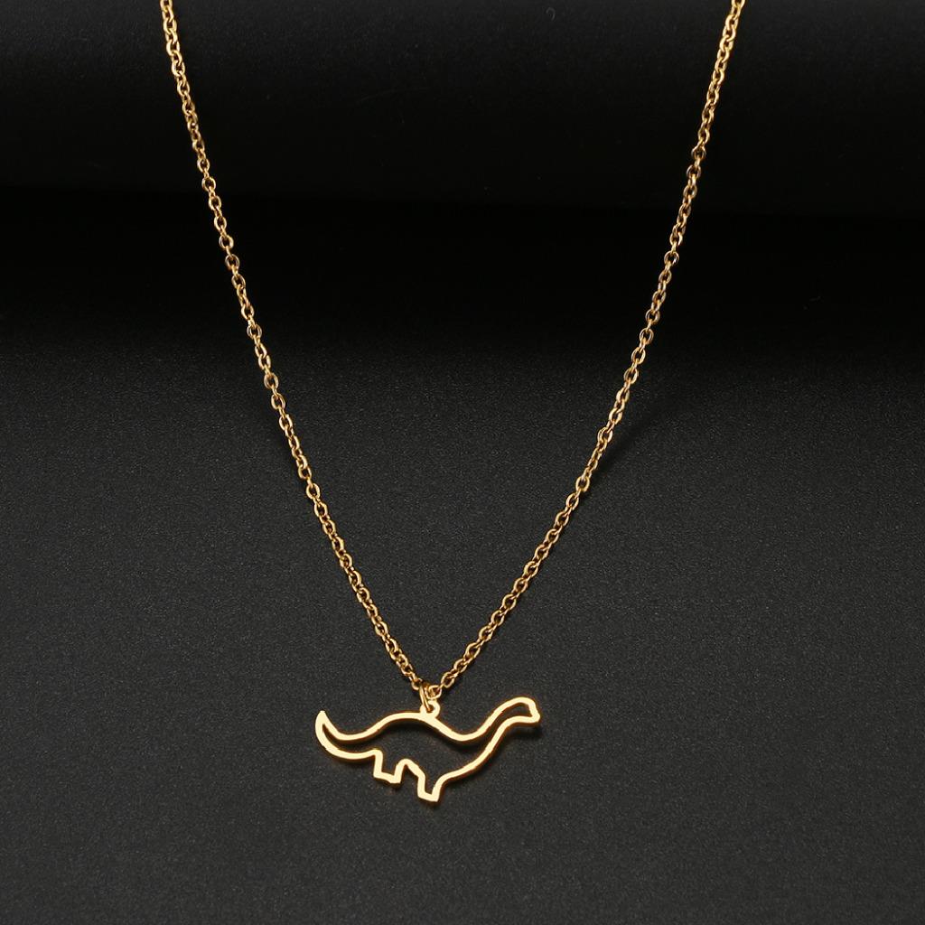 COLLANA DINOSAURO Ciondolo Acciaio Inox Argento Brontosaurus Argento o Oro 18" Catena - Foto 11 di 11