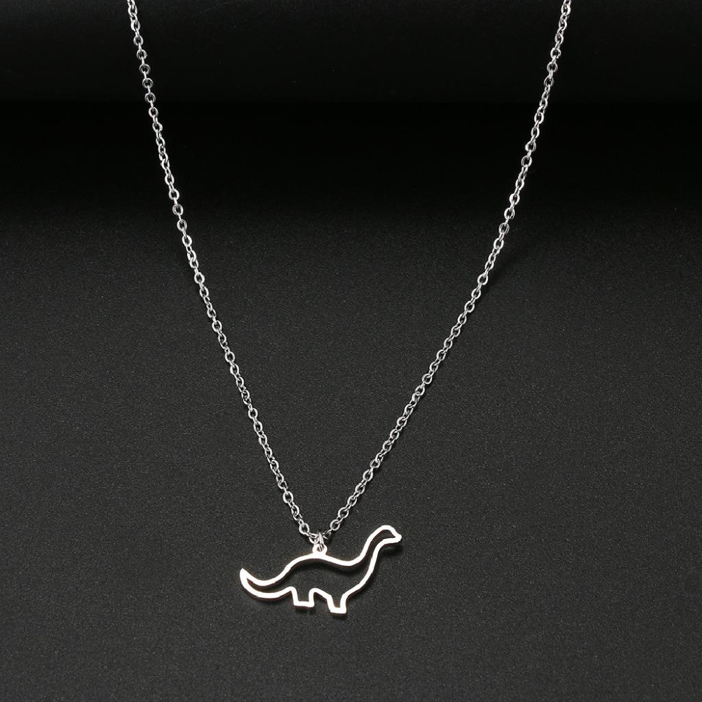 COLLANA DINOSAURO Ciondolo Acciaio Inox Argento Brontosaurus Argento o Oro 18" Catena - Foto 10 di 11