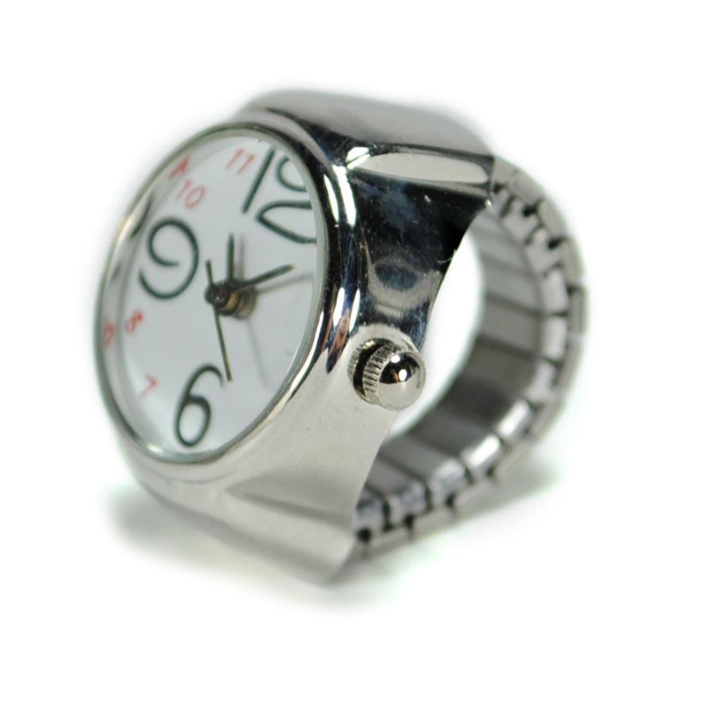WATCH RING Finger Stretch Band Chrome Time Jewelry NEW Large Number USA SELLER - Picture 7 of 7