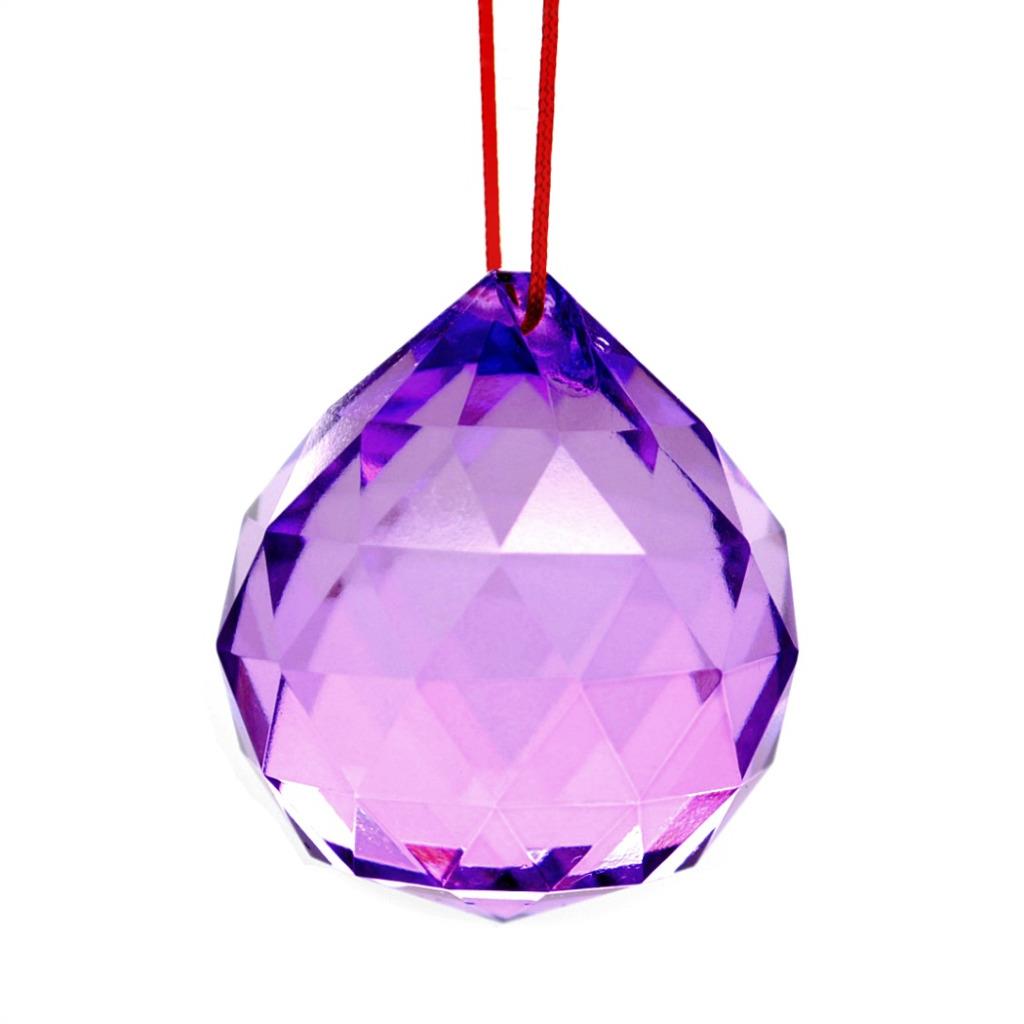 2PCS 1.5" 40mm Hanging Crystal Ball Prism Pendent Faceted Sun Catcher Red 