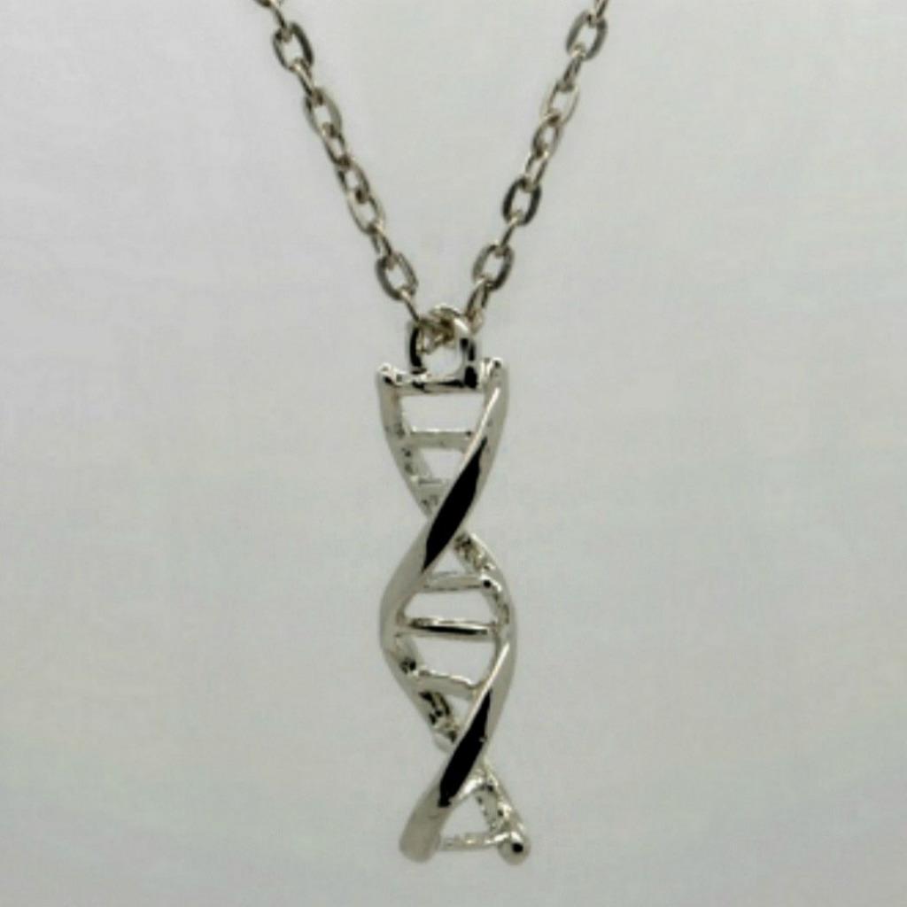 DNA DOUBLE HELIX EARRINGS NECKLACE OR SET Science Nerd Gift NEW Molecule Jewelry - Picture 7 of 8