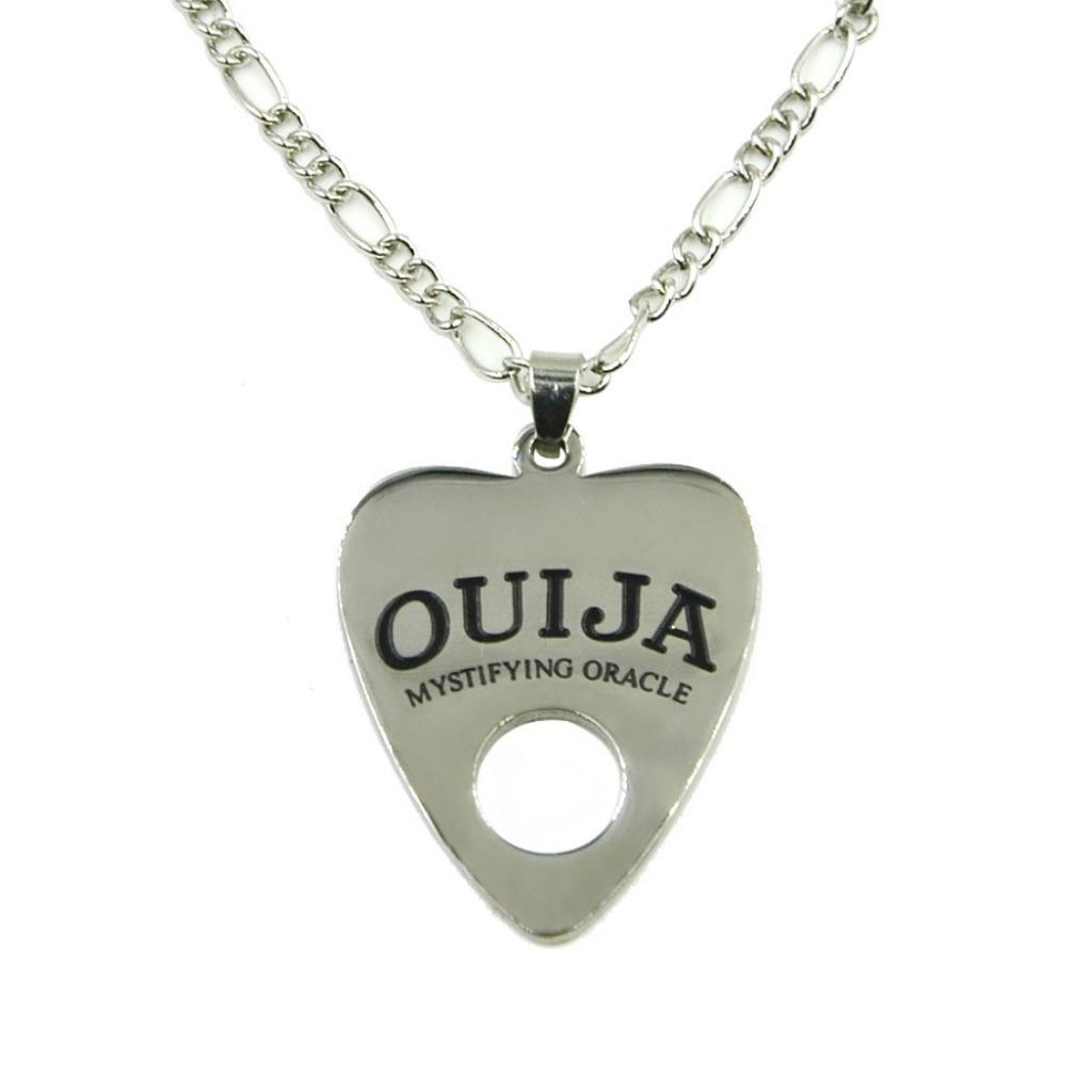 OUIJA BOARD PENDANT NECKLACE Silver Tone Metal Wood Pendant Goth Occult Punk