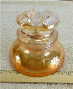 Vintage Carnival Marigold Glass Insulator Pyrex Marked 662