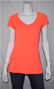 New Women Ideology Orange V Neck T Tee Shirt Blouse Top XS 8727 | eBay