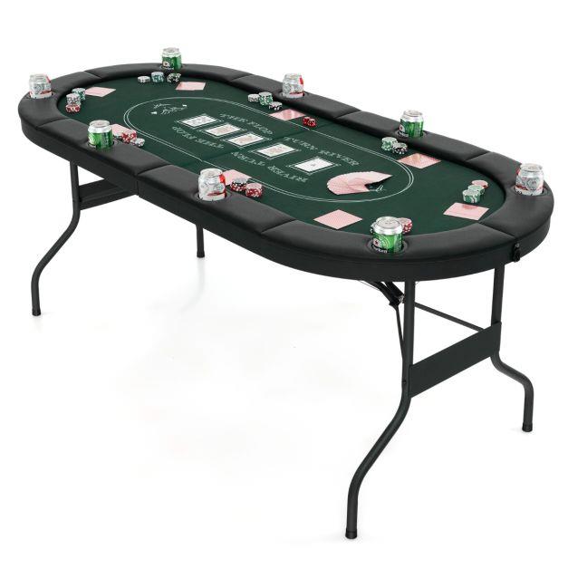 1.8m 8 Player Foldable Casino Card Poker Blackjack Texas Hold’em Games Table - Picture 27 of 27