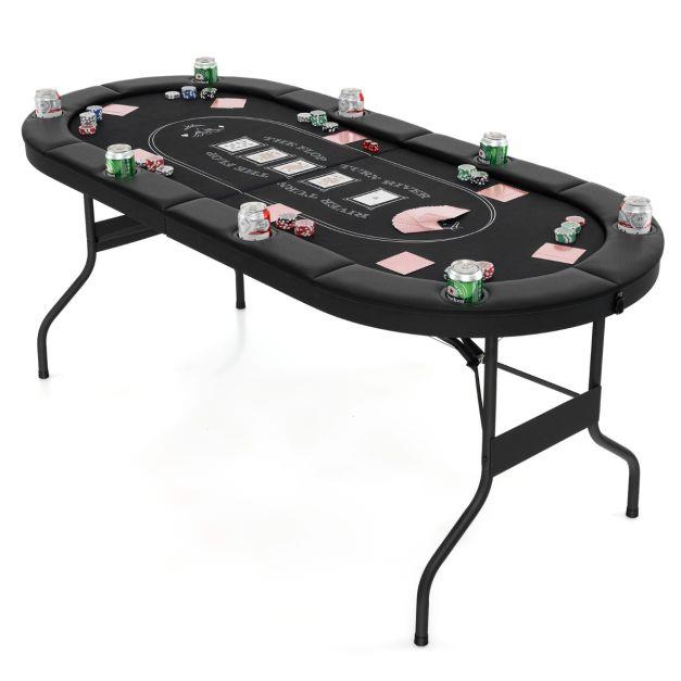 1.8m 8 Player Foldable Casino Card Poker Blackjack Texas Hold’em Games Table - Picture 25 of 27
