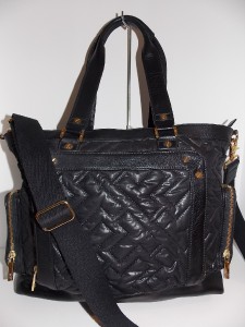 EUC Tory Burch Large Black Quilted Nylon & Leather Diaper Baby Tote Bag ...
