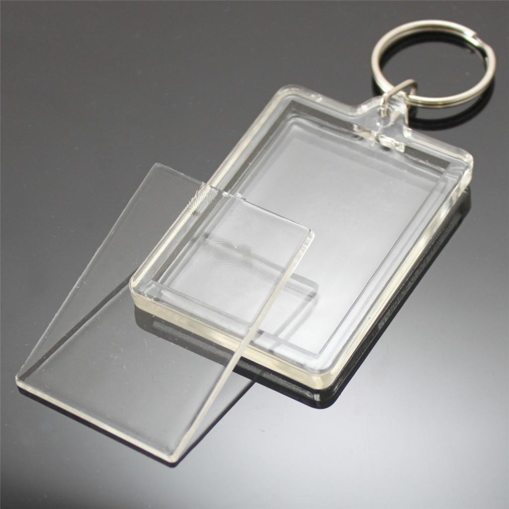 100x Clear Acrylic Plastic BLANK KEYRINGS 50 x 35 mm Insert - LARGE ...