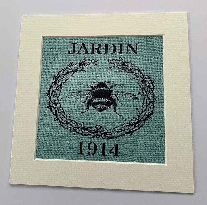 SACO DE ARPILLERA PASTEL DE CAFÉ ESTAMPADOS REPRODUCCIÓN MONTADO EN PAPEL DE ACUARELA - Imagen 2 de 4