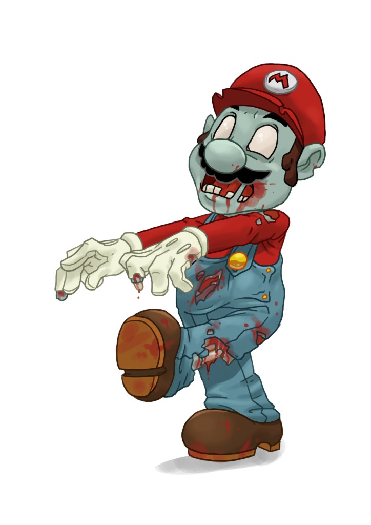 new funny nintendo mario brothers zombie white t