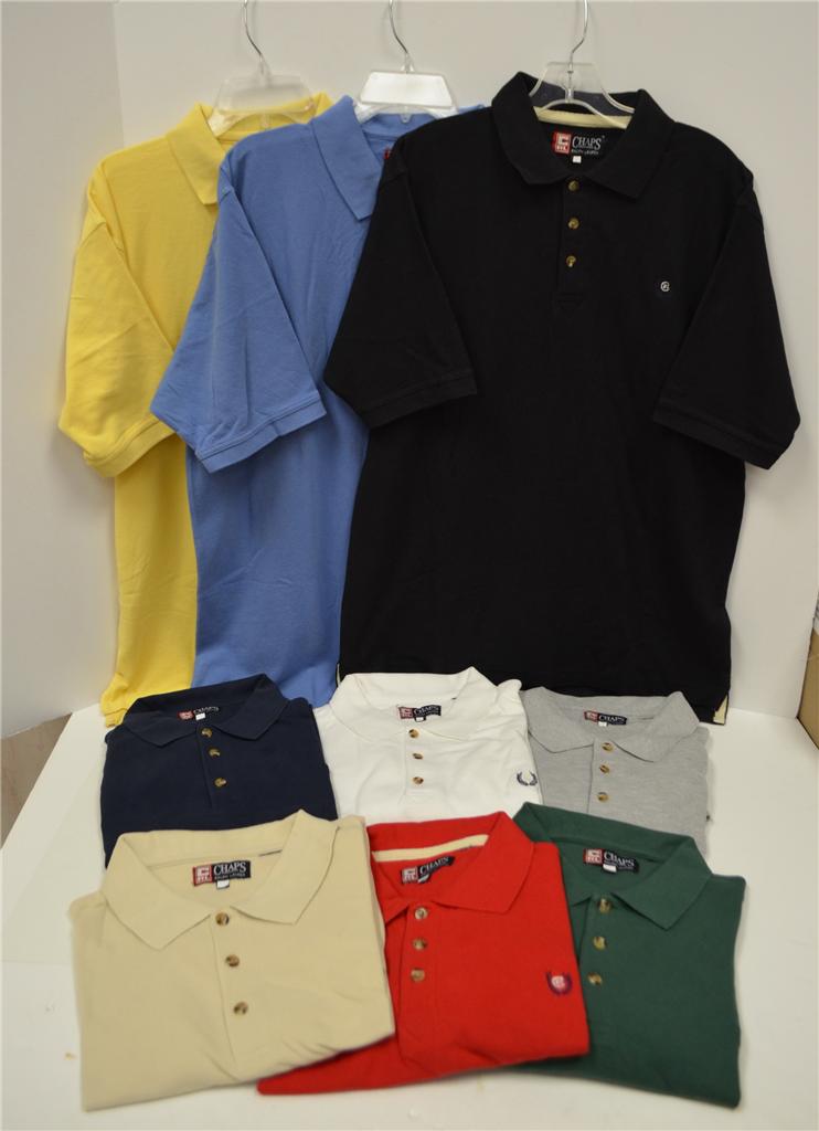 NEW CHAPS Mens Solid Short Sleeve Pique Polo Shirt Sz S M L XL 2X ...