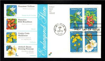 ENDANGERED FLORA Block of 4 Stamps 1786a Spectrum First Day Cover
