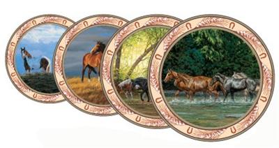 WESTERN COWBOY WILD HORSES 12 Pc Dinnerware Plate Bowl