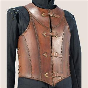 MEDIEVAL FANTASY GOTHIC Mens Brown Black Leather BREAST BACK BODY ARMOR ...