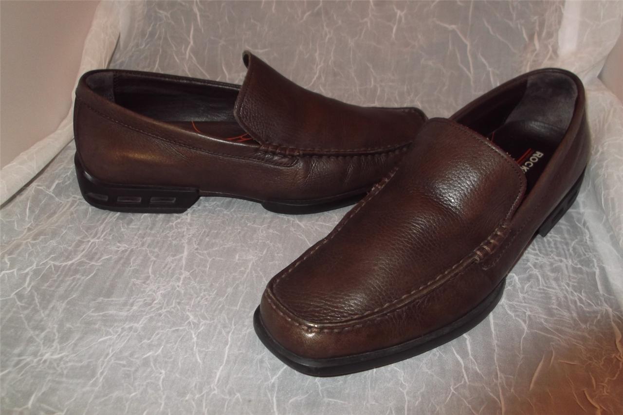 Mens ROCKPORT Brown Leather Loafers ADIDAS TORSION - 10.5 M Comfort ...