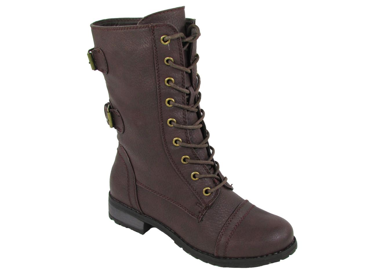 Wild Diva Timberly-02 Lace up Military Mid Calf Boot | eBay