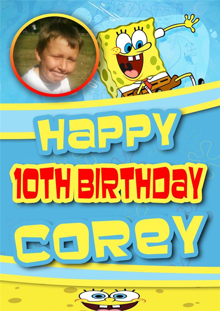 FOTO PERSONALIZADA DE BOB ESPONJA/CUMPLEAÑOS ESTÁNDAR CUALQUIER OCASIÓN TARJETA DE FELICITACIÓN - Imagen 4 de 5