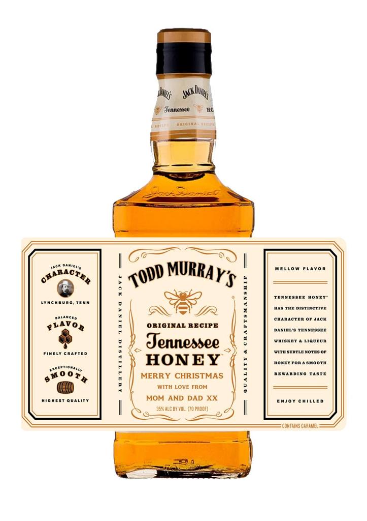 It is a photo of Bright Jack Daniels Honey Label This is an image of Bright Jack Daniels Honey Label