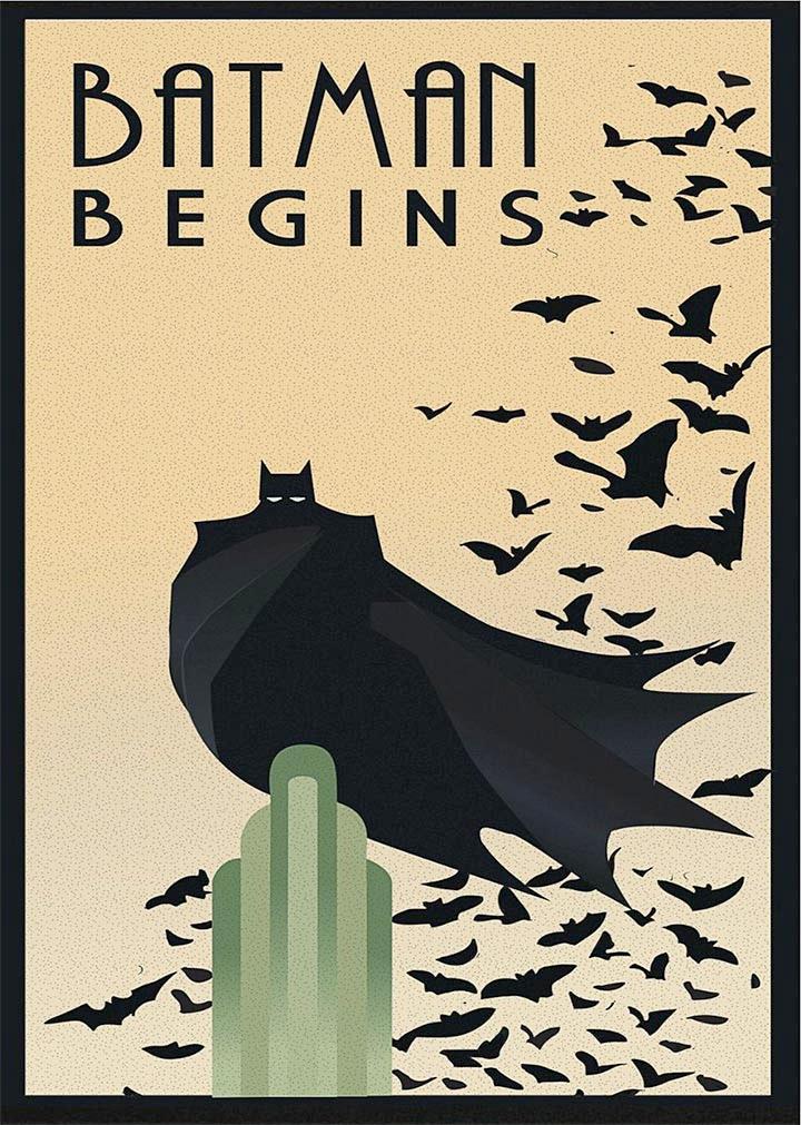 Batman Begins Retro Art Deco Movie Film Poster Print Picture A3 A4 | eBay