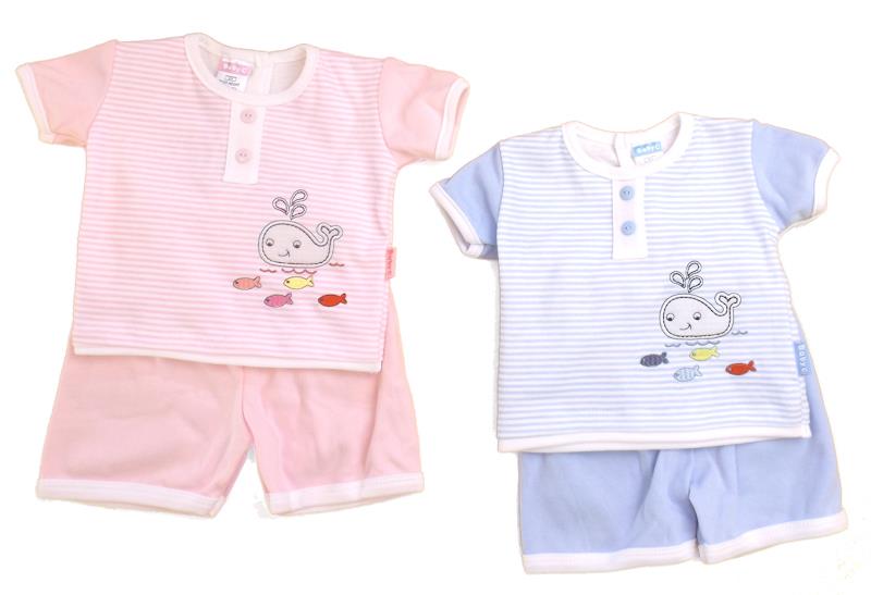 2Piece Baby boys girls embroidered appliqued splish splash design set 3-9 months