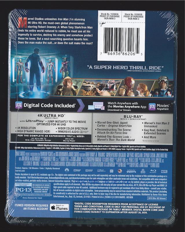 Details About Marvel Iron Man 3 4k Ultra Hd Dvd Blu Ray Dvd Best Buy Steelbook No Digital