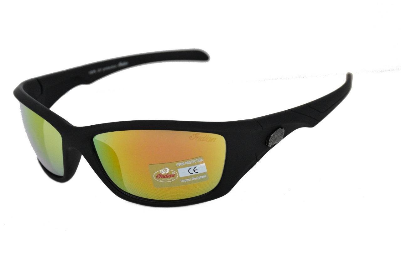 Indian Motorcycle Sunglasses Wrap Plastic Frame Smoke Mirror Lens 100/%UV Protect