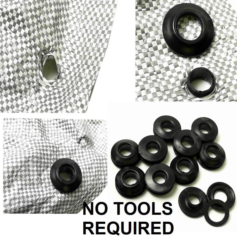 30pc MAKES 10 EYELETS 11MM HOLE TARPAULIN SET KIT NO TOOLS NEEDED TENTS
