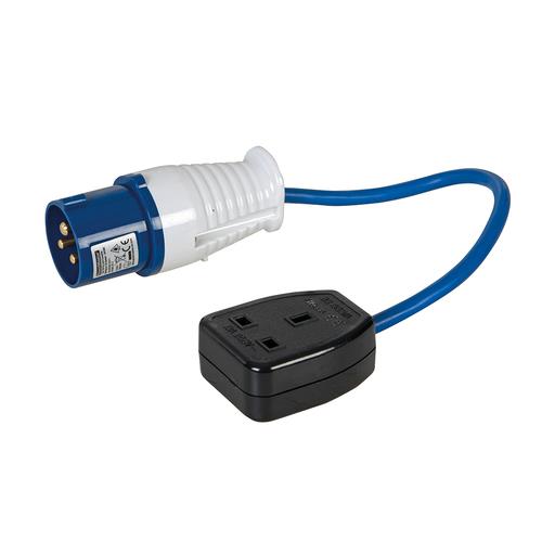 16amp 3-phase 5-pin plug to 13amp 240v  socket 240v mains converter 