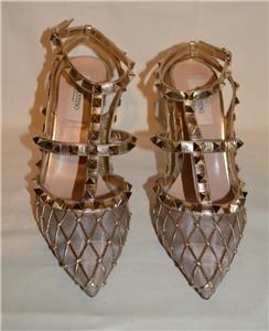 Escarpins Valentino Rockstud à Sangle Or - Taille 36.5/6 US, Jamais Portés, Talons Aiguilles