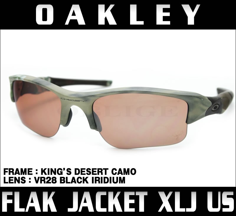OAKLEY Flak Jacket Desert Camo Frame / VR28 Black Iridium XLJ Lens 24 ...