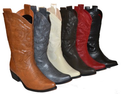 Womens Cowboy Boots in 6 Colors, Black, Beige, Brown, Dark Brown, Red ...