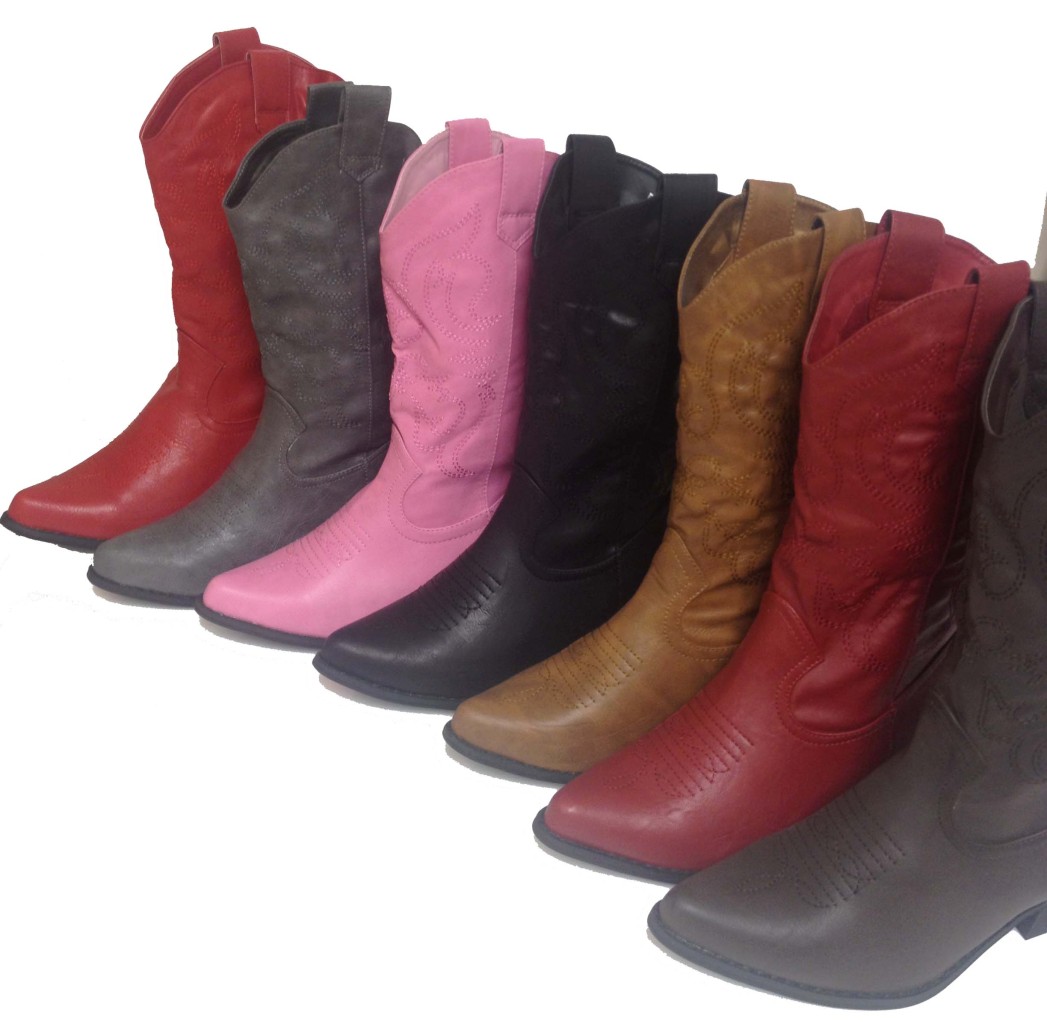 Womens COWGIRL Boots COWBOY Black, Light Brown, Dark Brown, Red, Gray ...
