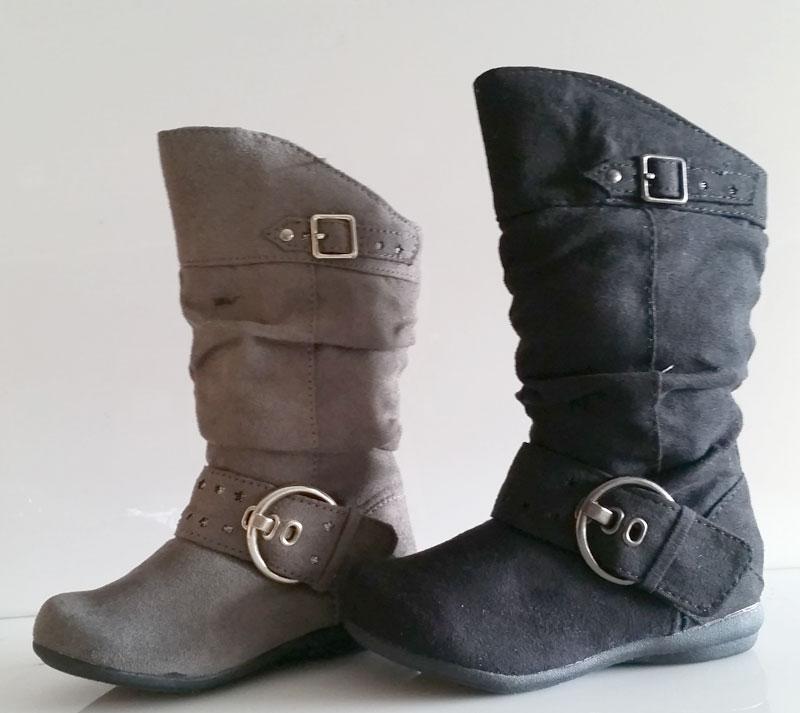 NEW TODDLER GIRLS BLACK OR GRAY SUEDE ZIPPER BOOTS SIZE 4,5,6,7,8